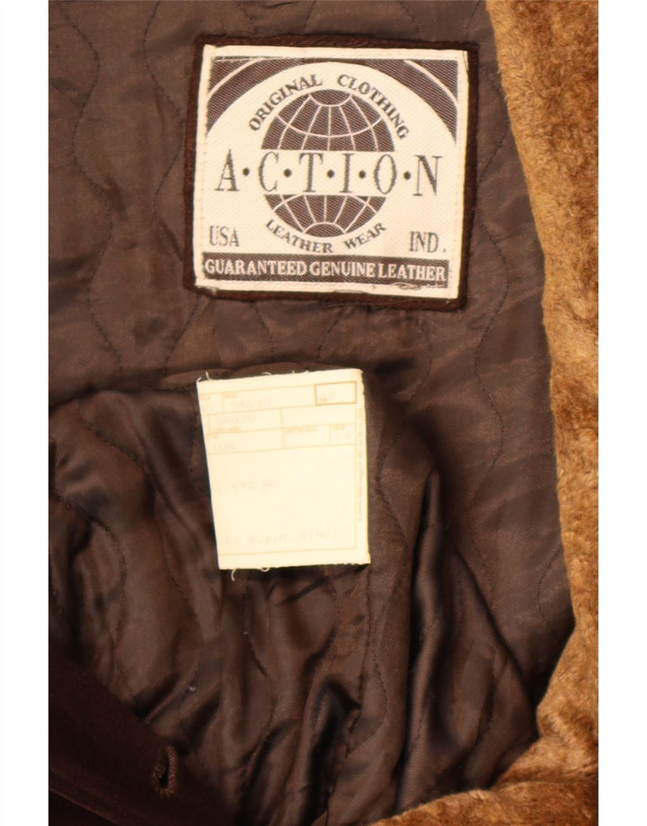 Vintage herre ruskindsfrakke IT 52 XL brunt læder