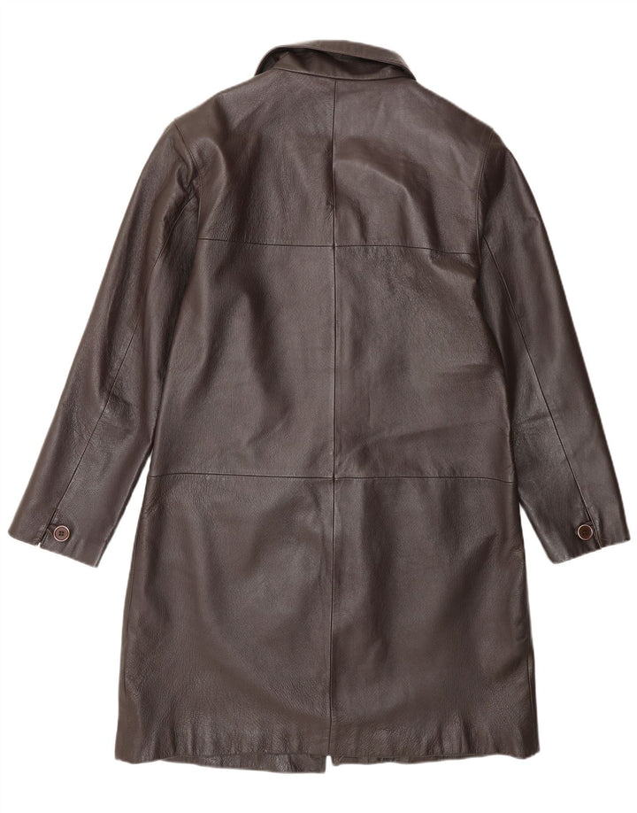 MILAN Womens Leather Coat UK 12 Medium  Brown Leather