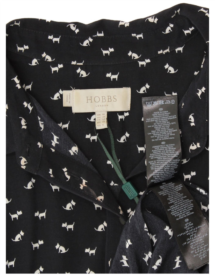 Hobbs Dame A-Line Kjole UK 10 Small Navy Blue Animal Print Viscose