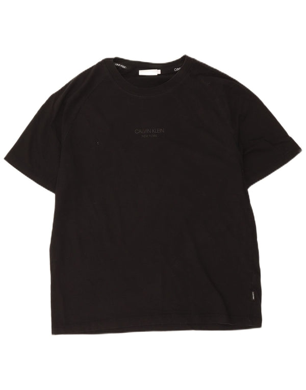 Calvin Klein Dame T-Shirt Top UK 18 XL Sort Bomuld