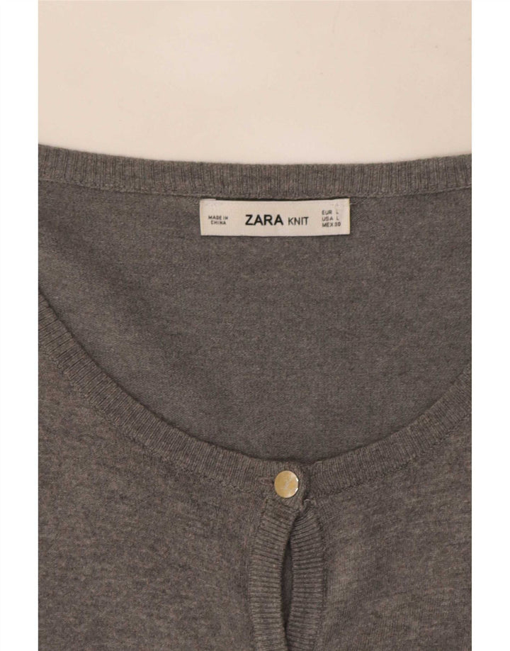 Zara Dame Cardigan Sweater UK 14 Large Grå