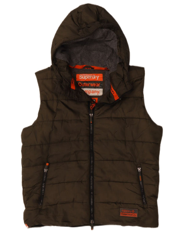 Superdry Polstret Gilet med hætte til mænd UK 44 2XL Khaki Polyester