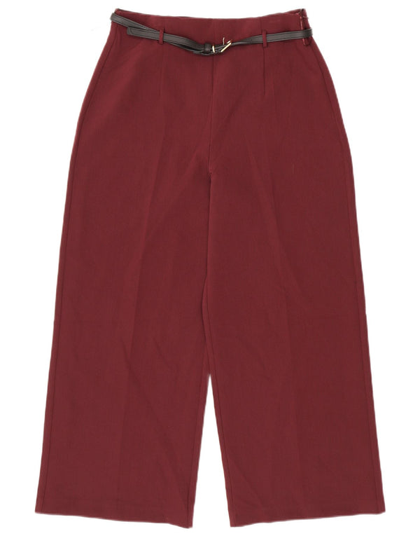 Zara kvinders højtaljede brede ben Casual bukser Small W26 L25 Burgundy