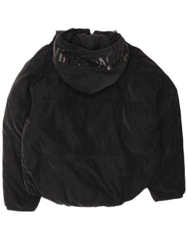 Calvin Klein Jeans Womens Oversized Graphic Padded Jacket UK 10 Small Black