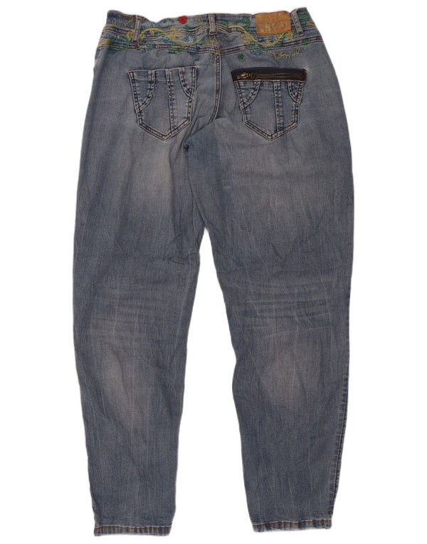 Desigual koniske jeans til kvinder W34 L31 Blå blomster