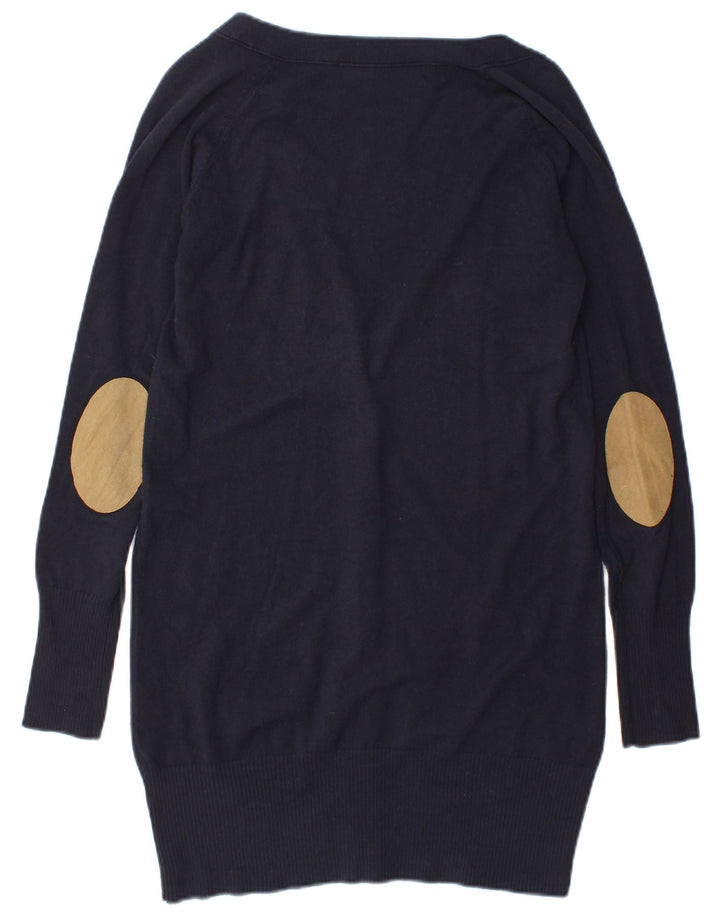 Zara Womens Longline Cardigan Sweater UK 14 Large Navy Blue