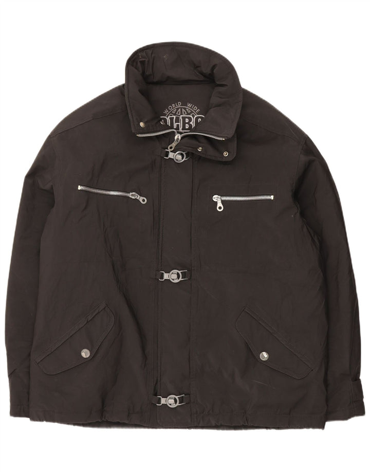 Polbot Herre Hooded Windbreaker Jacket UK 44 2XL Sort Polyvinyl