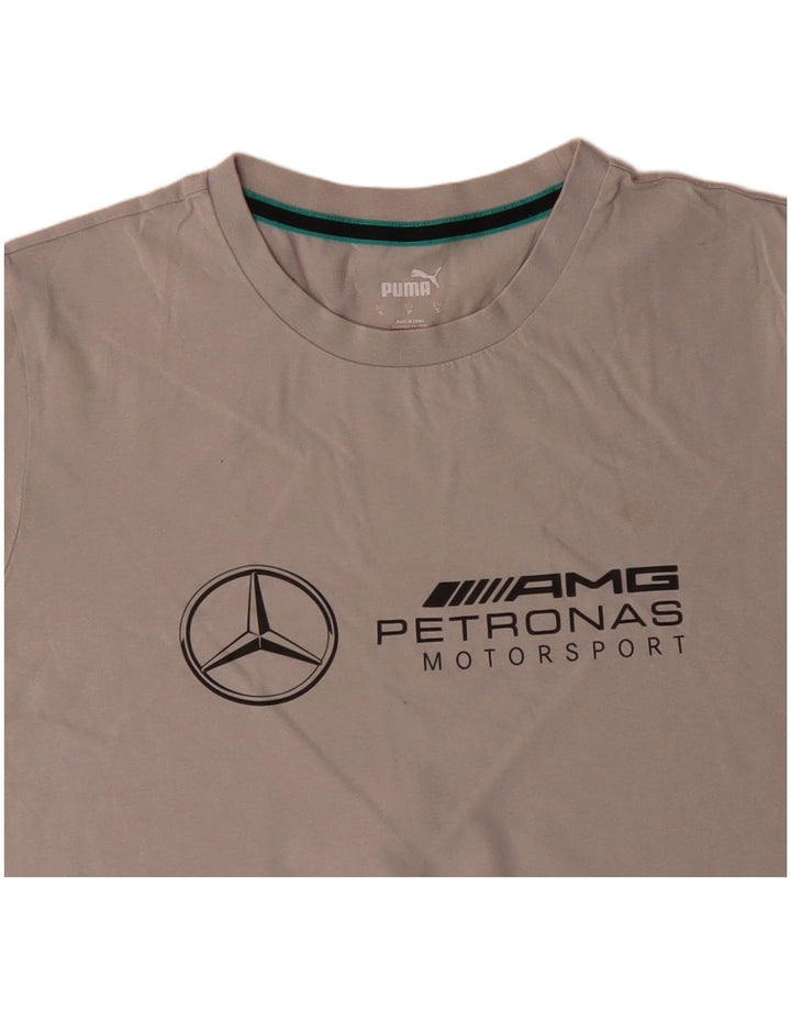 PUMA Grafisk T-shirt top til mænd, lille grå bomuld