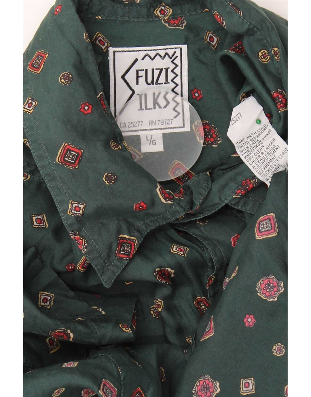 Fuzi Silks Kortærmet Herreskjorte Stor Grøn Blomster