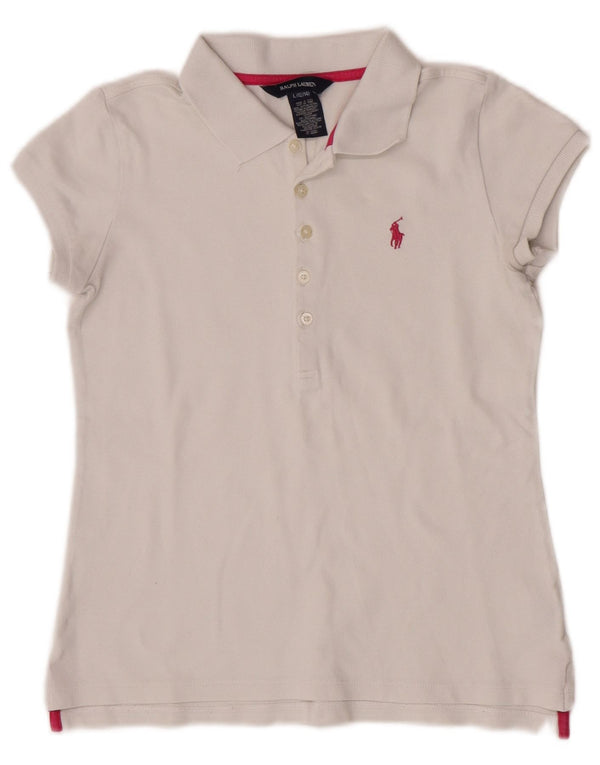 Ralph Lauren Pige Polo Shirt 12-13 År Stor Hvid Bomuld