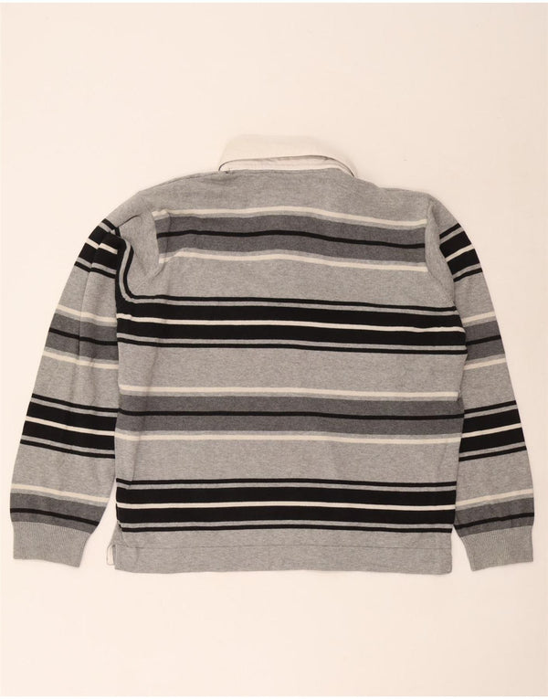 Marks & Spencer Herre Blue Harbor Rugby Polo Shirt Stor Grå Stribet
