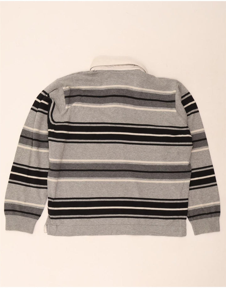 Marks & Spencer Herre Blue Harbor Rugby Polo Shirt Stor Grå Stribet