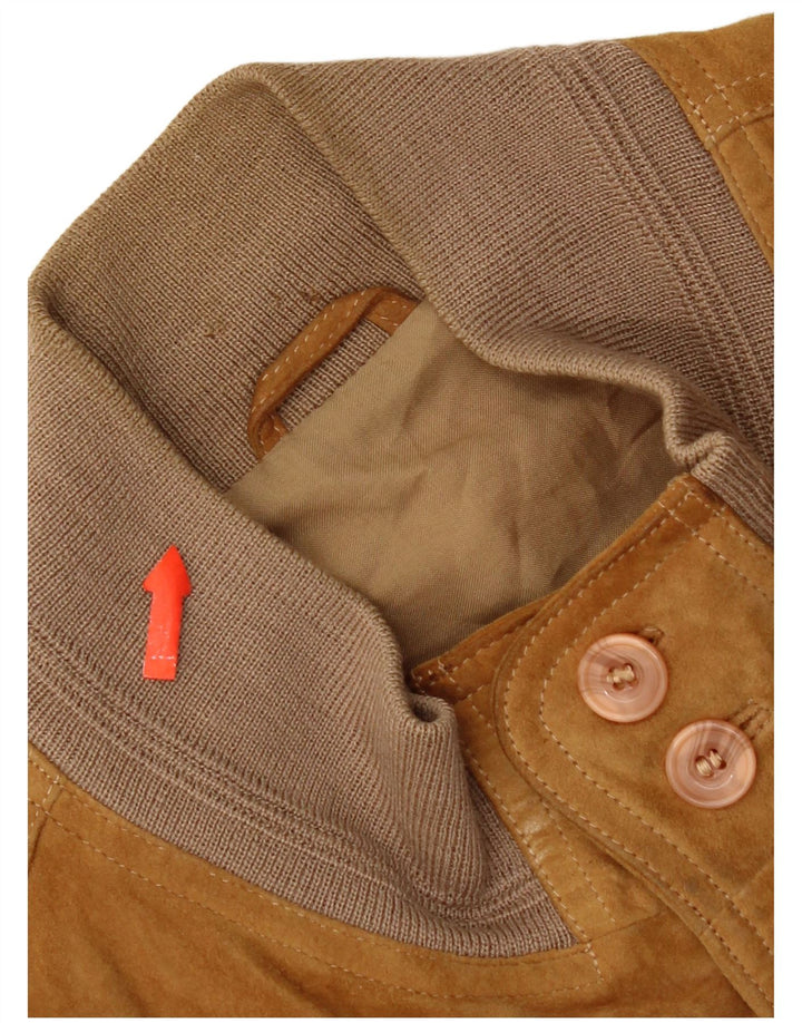 Vintage herre ruskind bomberjakke UK 42 XL beige læder