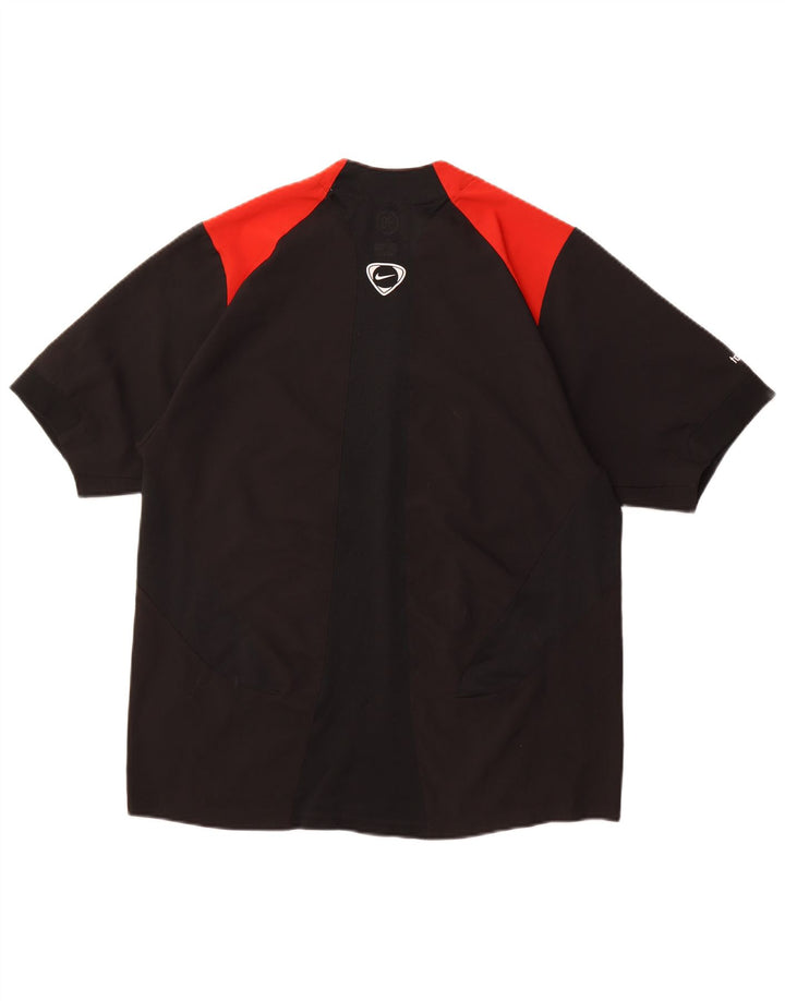 NIKE Herre Dri Fit T-Shirt Top UK 42/44 Stor sort Colourblock Polyester