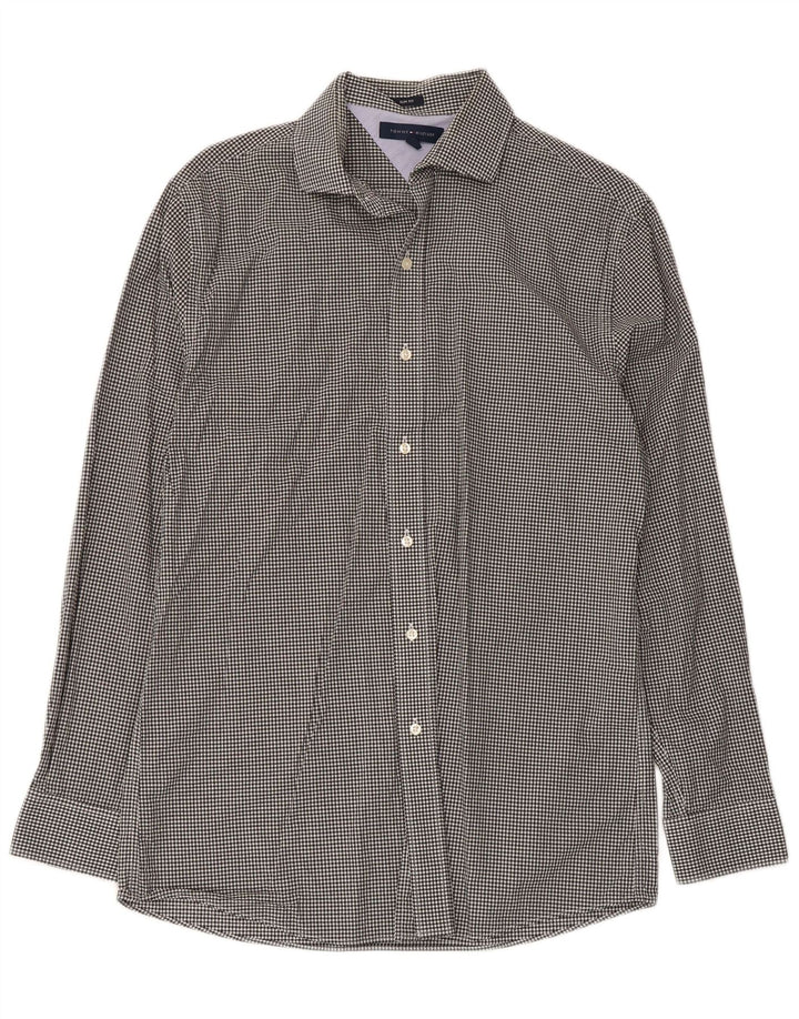 Tommy Hilfiger Herre Slim Fit Skjorte Størrelse 15 1/2 Medium Sort Gingham