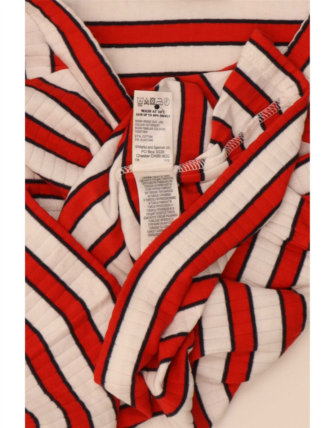 Marks & Spencer Dame Off Shoulder Top 3/4 ærmer UK 12 Mellem rød stribet