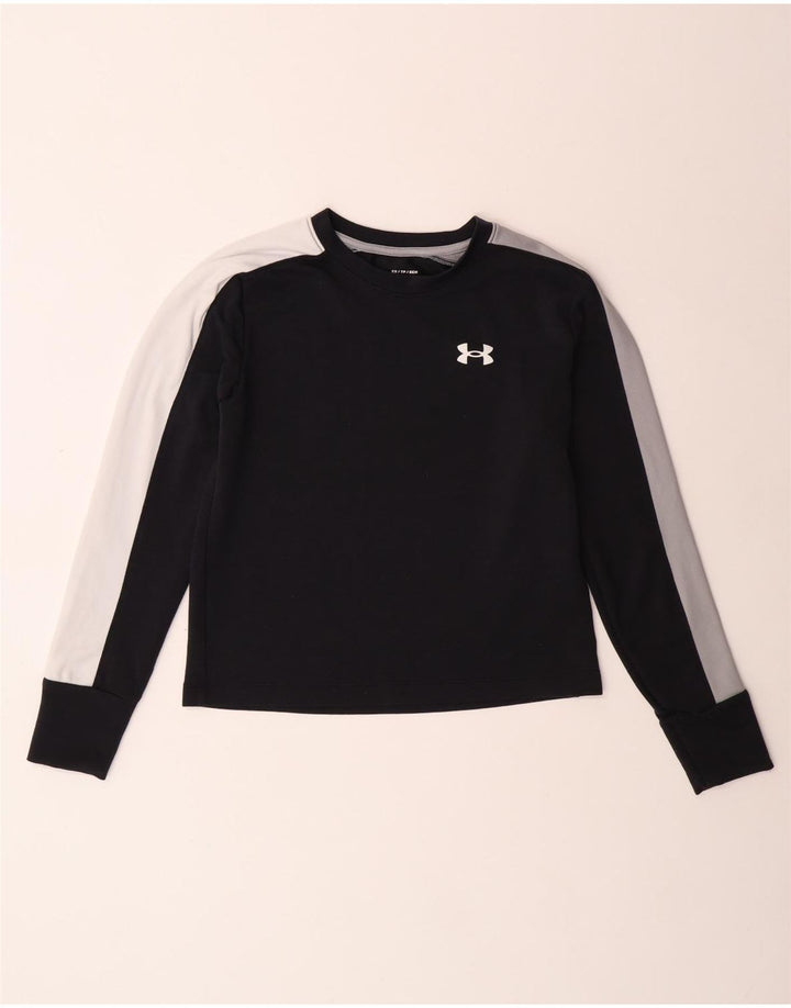 UNDER ARMOUR Dame Loose Fit Top Langærmet UK 6 XS Sort Colourblock