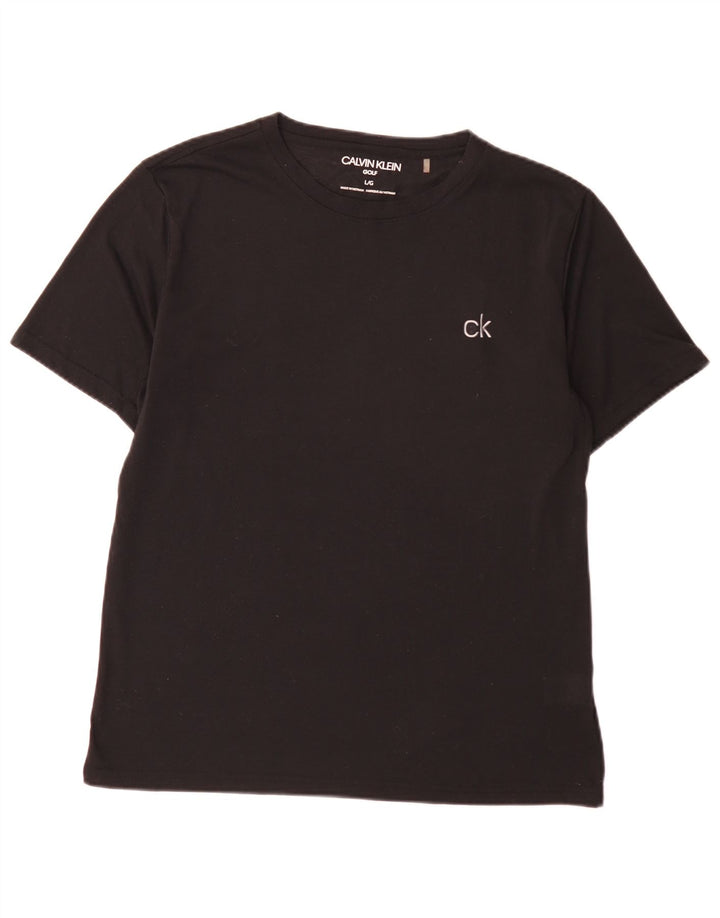 Calvin Klein Herre Golf T-Shirt Top Stor Sort Polyester