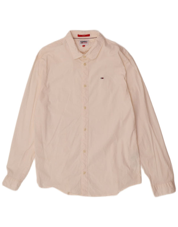 Tommy Hilfiger Herre Slim Fit Shirt XL Off White Bomuld