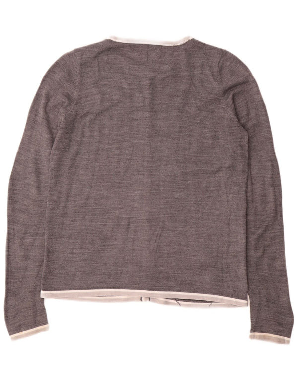 Zara Dame Cardigan Sweater UK 14 Medium Grå Akryl