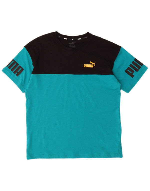 Puma Boys Grafisk T-Shirt Top 13-14 år Blå Colourblock Bomuld
