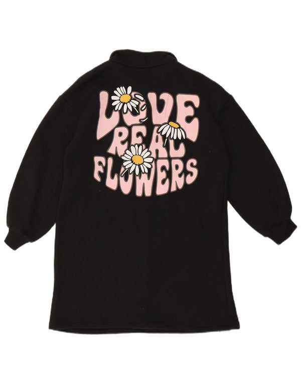 Zara piger langærmet grafisk polokjole 9-10 år sort bomuld