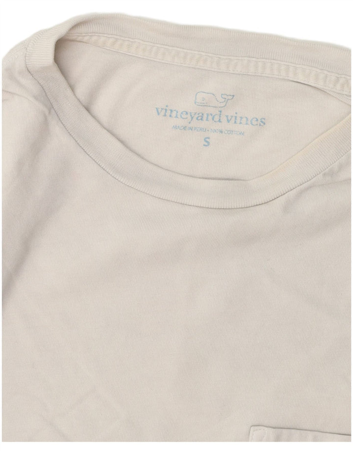 VINEYARD VINES Herre grafisk T-shirt Top Small Off White Bomuld
