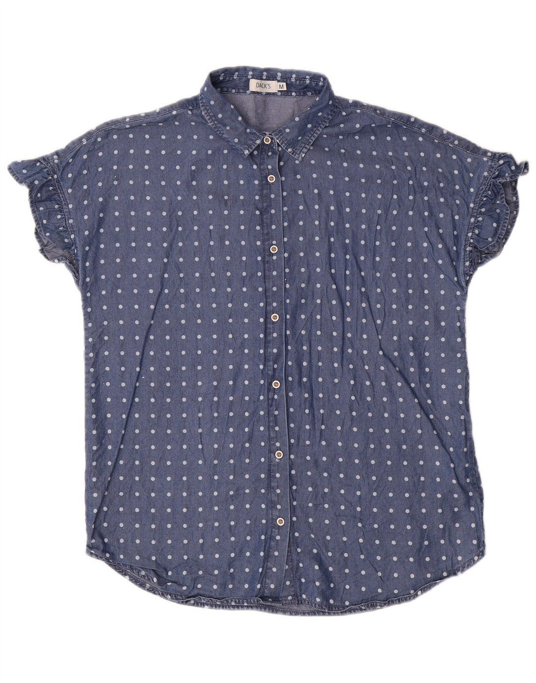 Dacks kortærmede skjortebluse til kvinder UK 14 Medium Navy Blue Polka Dot