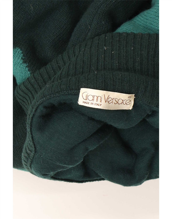 Gianni Versace Herre Turtle Neck Jumper Sweater Medium Green Colourblock