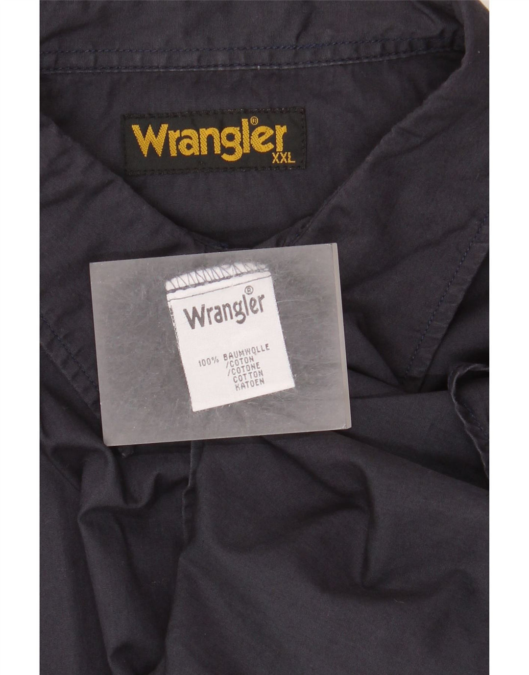 Wrangler kortærmet herreskjorte 2XL marineblå bomuld
