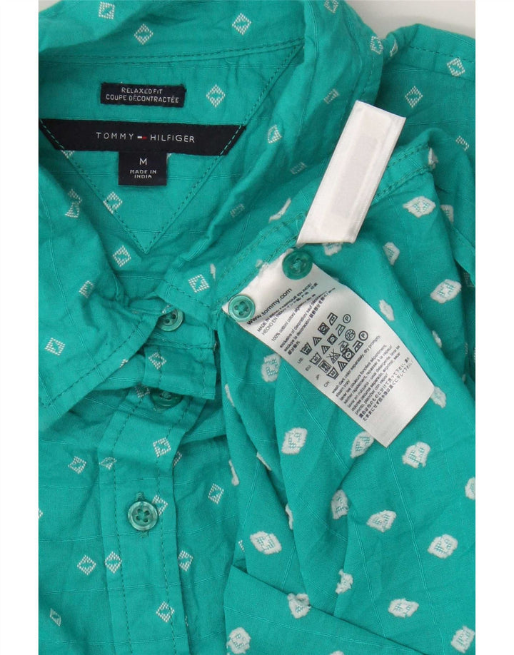 Tommy Hilfiger Dame Pullover Shirt UK 14 Medium Turkis Geometric