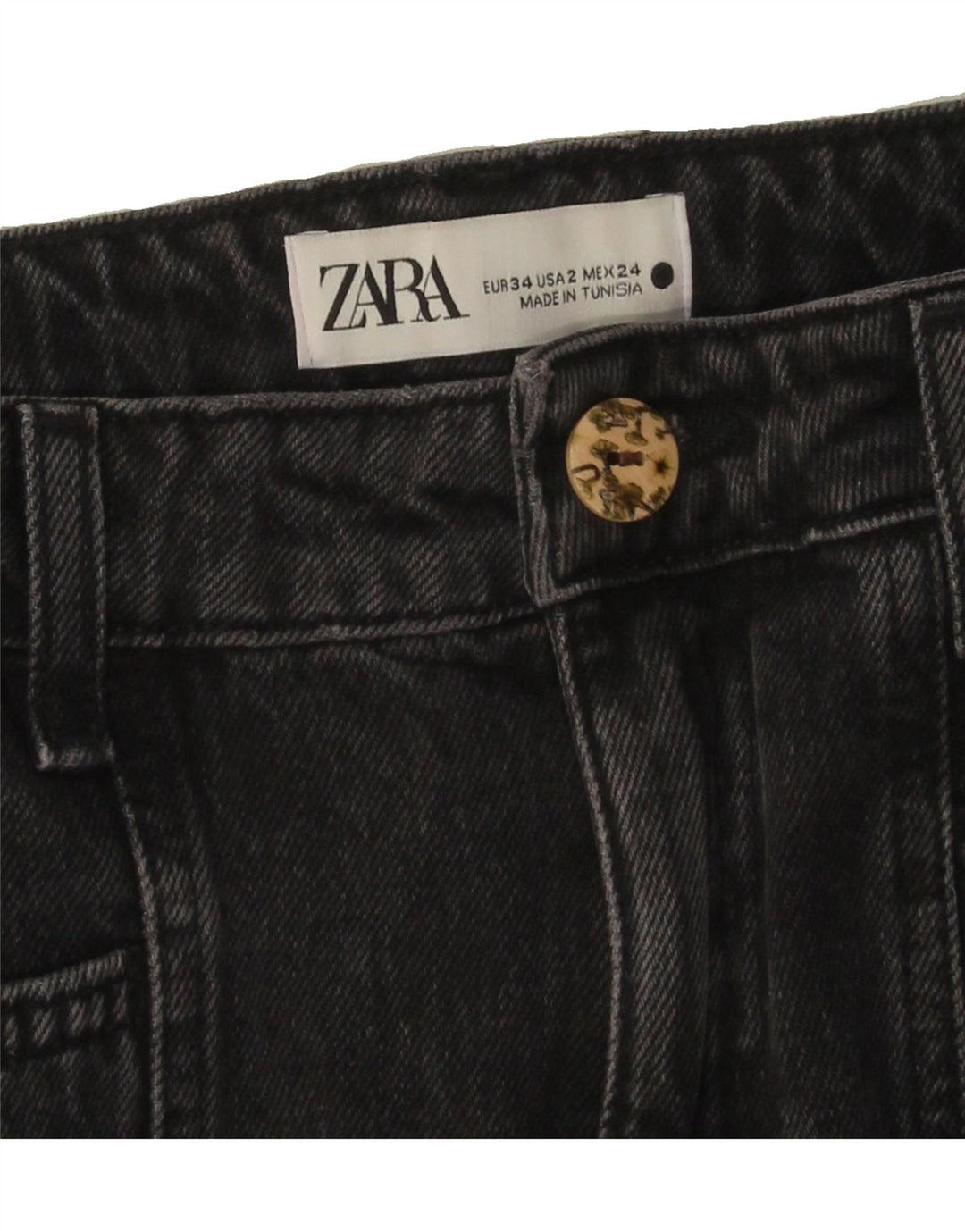 ZARA Womens Cargo Straight Jeans EU 34 2XS W24 L27 Black Vintage Zara and Second-Hand Zara from Messina Hembry 