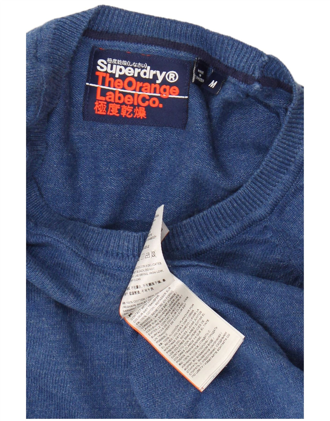 SUPERDRY Herre Boat Neck Jumper Sweater Medium Blue Bomuld