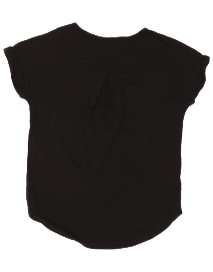 EDDIE BAUER Dame Oversized T-Shirt Top UK 6 XS Sort Bomuld