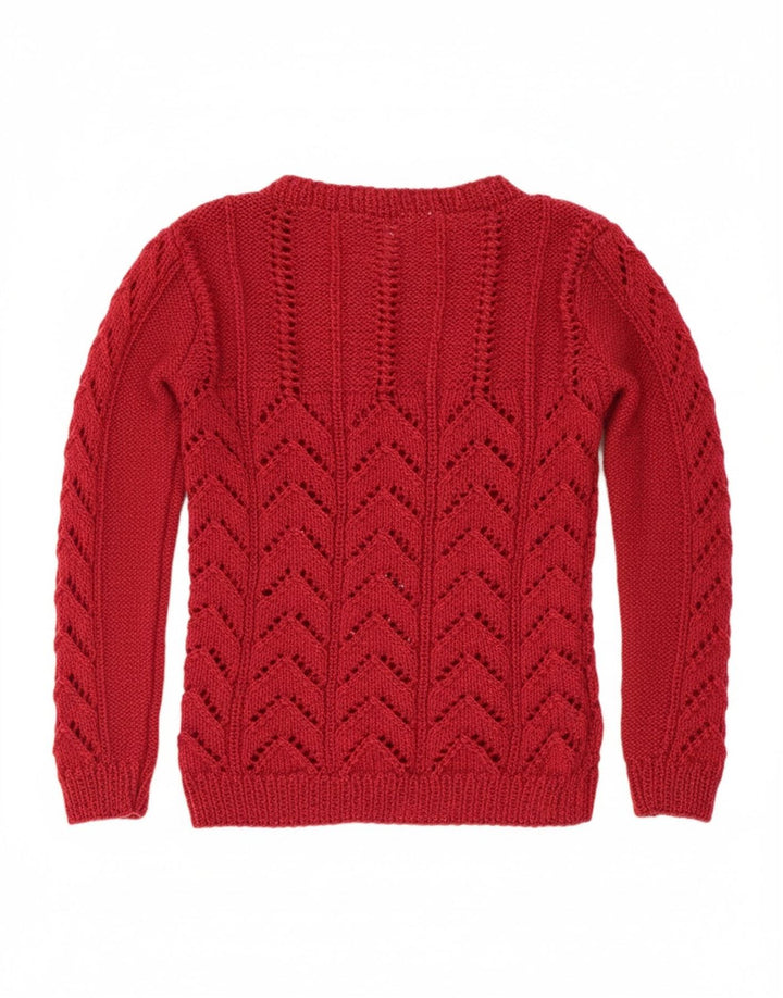 VINTAGE Womens Boat Neck Jumper Sweater UK 10 Small Red