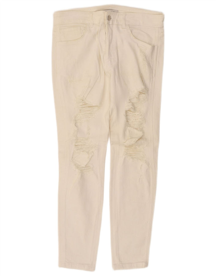 Zara Herre Distressed Slim Jeans EU 40 Medium W31 L27 Off White