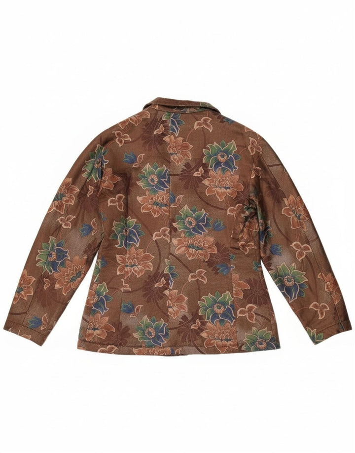 Vintage dame 4-knaps blazerjakke UK 14 Medium Brown Floral