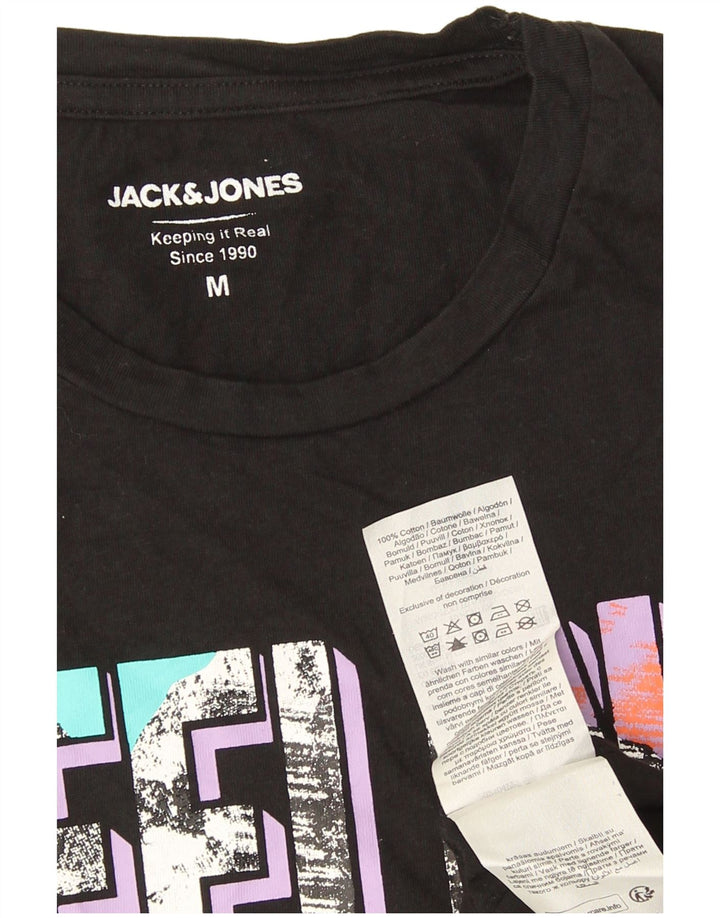 Jack & Jones Herre grafisk T-shirt Top Medium Sort Bomuld