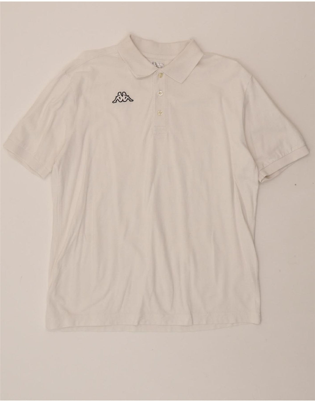 KAPPA Mens Polo Shirt XL White Cotton Vintage Kappa and Second-Hand Kappa from Messina Hembry 