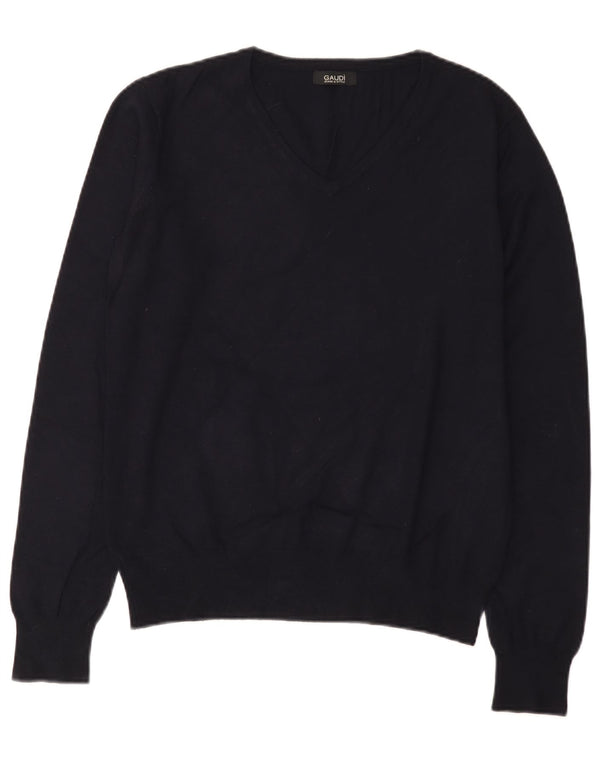 Gaudi Dame V-hals sweater UK 14 Medium Navy Blue Viscose