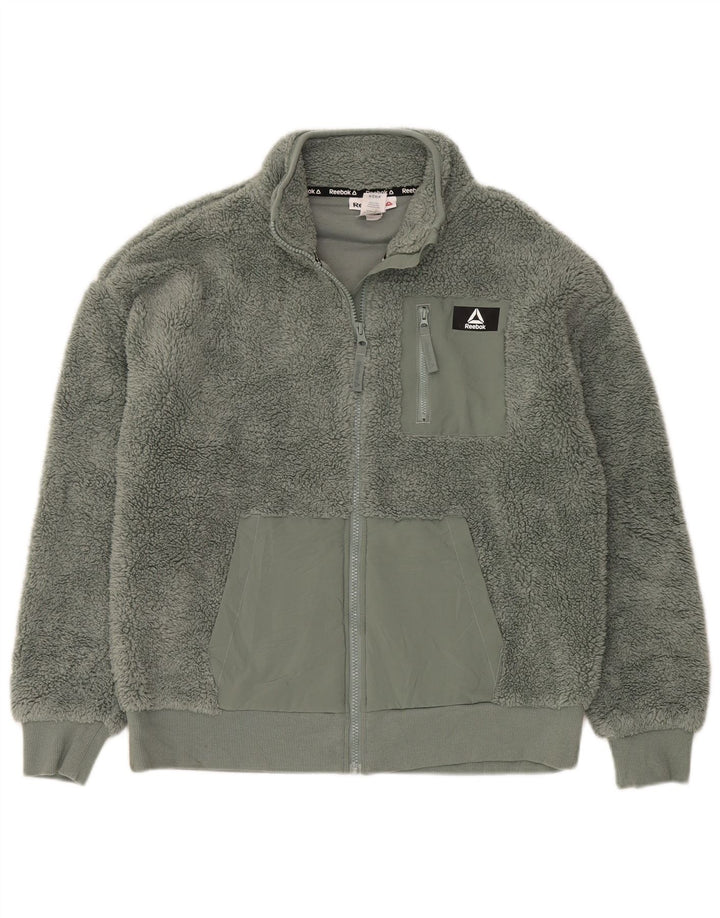 Reebok Dame Oversized Fleecejakke UK 10 Lille Grøn Polyester