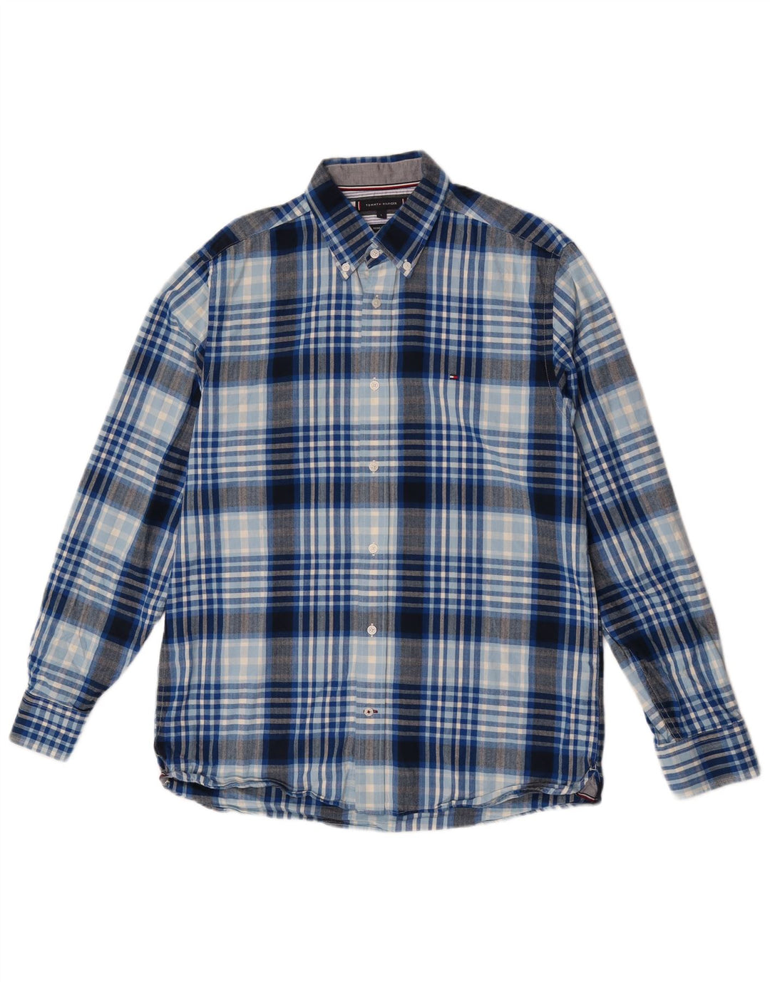 Tommy Hilfiger Herre Regular Fit skjorte Stor blå plaid bomuld