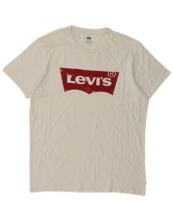 Levi's Herre Grafisk T-shirt Top Large Hvid
