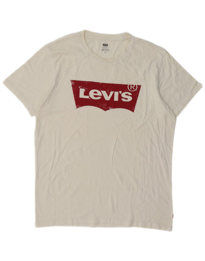 Levi's Herre Grafisk T-shirt Top Large Hvid