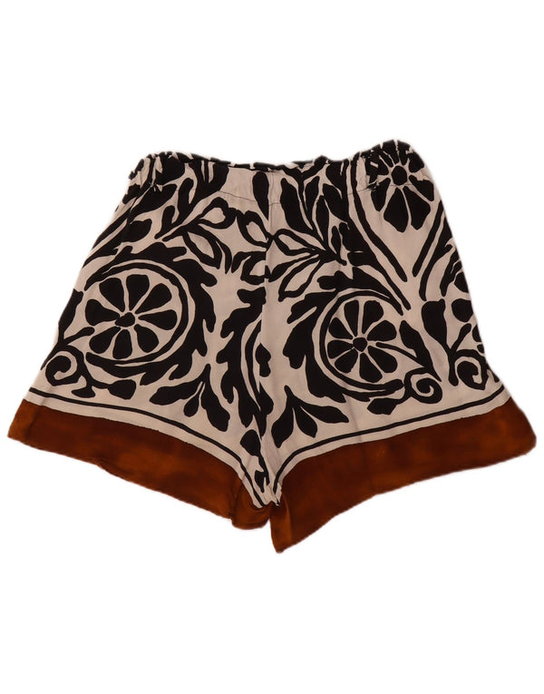 Zara Dame Højtalje Casual Shorts Large W30 Sort Paisley Viscose