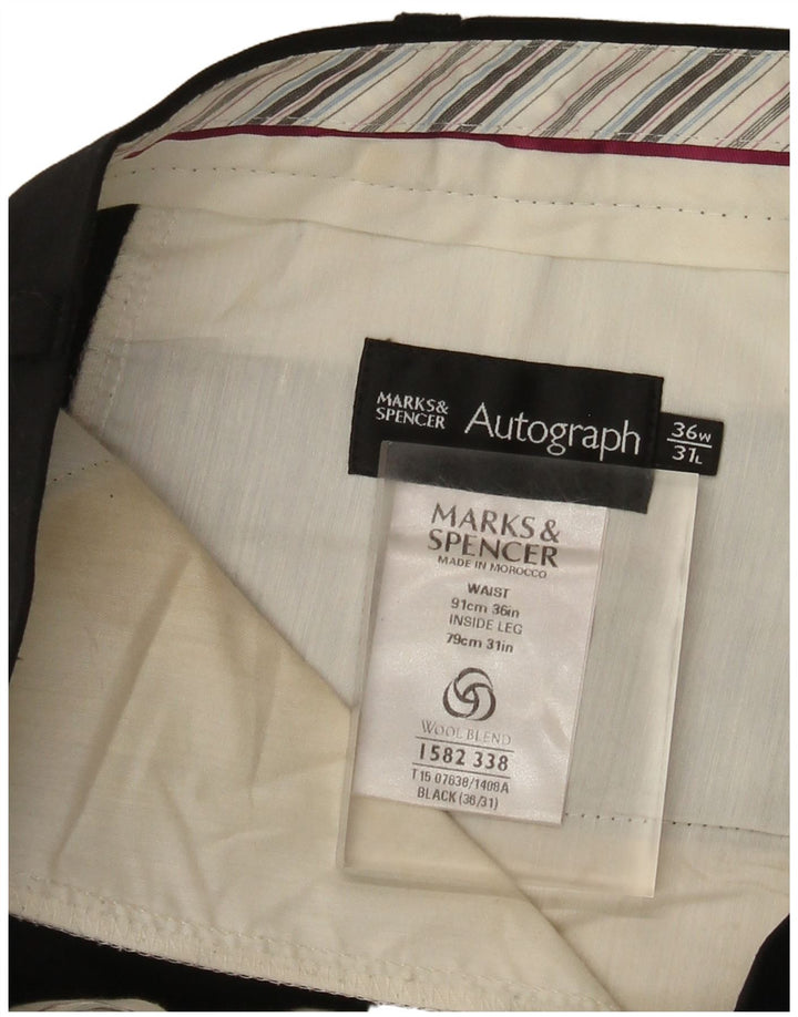 Marks & Spencer Herre Autograph Straight Suit Bukser W36 L31 Sort