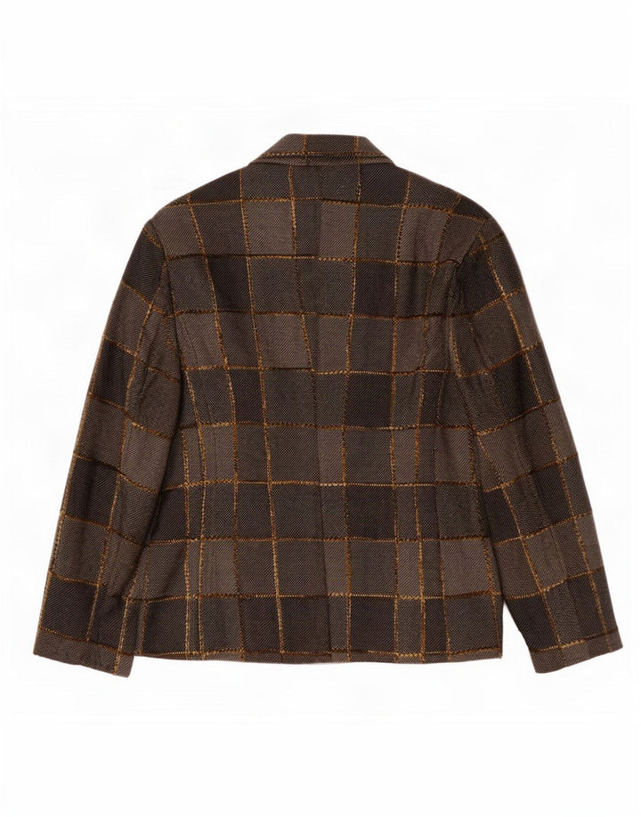 Oscar B Dame 3 Button Blazer Jacket UK 20 2XL Grå Patchwork Polyester