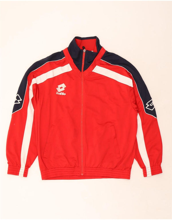 Lotto Herre grafisk træningsdragt Topjakke UK 42/44 XL Rød Colourblock