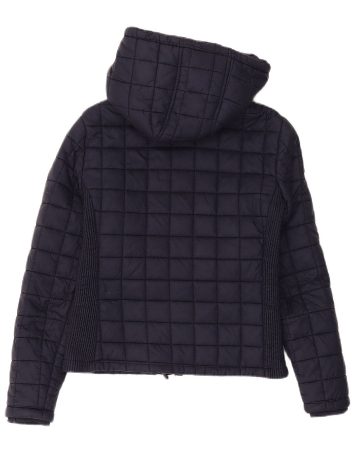 Superdry Polstret hættejakke til kvinder UK 14 Stor marineblå nylon
