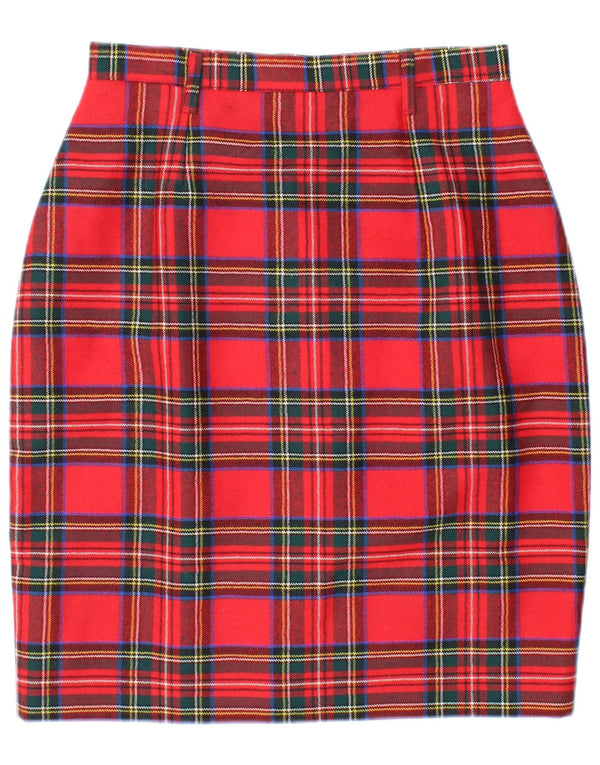 Vintage kvinders højtalje blyantnederdel IT 46 Large W26 rød ternet